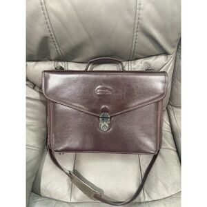 Bugatti Leather Briefcase Messenger Bag Dark Brown Full Grain Work Laptop
